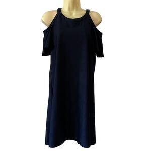 J.Taylor Woman Size 10 Navy Blue Textured Cold Shoulder Knit Dress NWT